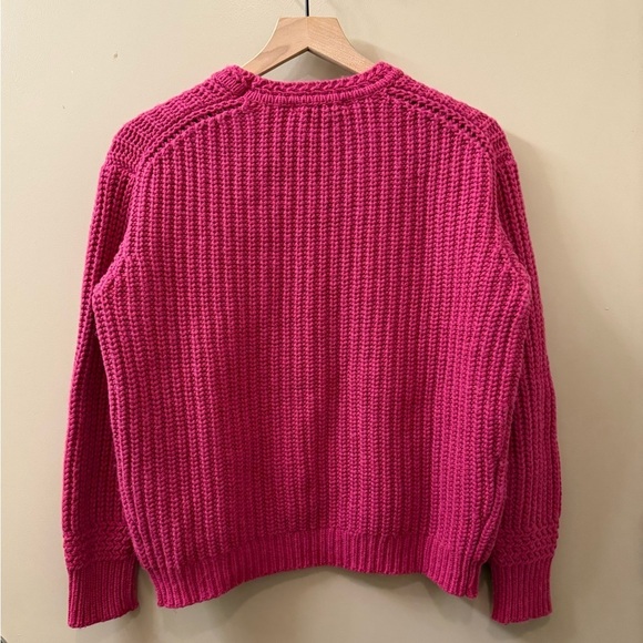 Marine Layer Chunky Oversized Crewneck Sweater Size XS Pink Rose Violet - Picture 12 of 13